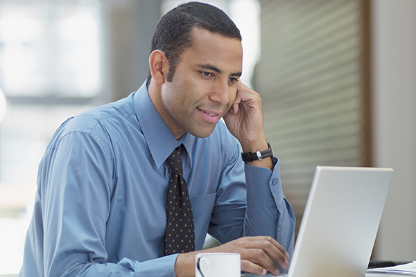 businessman working on a laptop